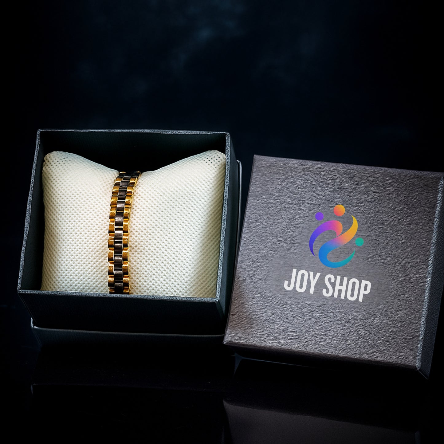 Golden & Grey Stainless Steel Men's Bracelet – Bold Chain Link Design