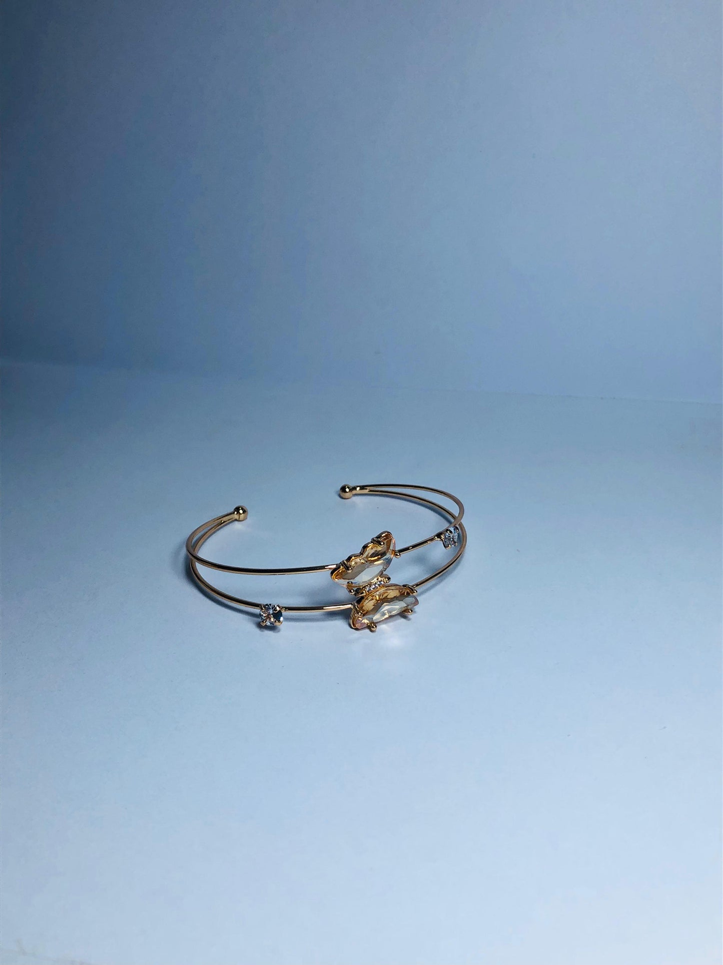 Elegant Gold-Plated Women’s Butterfly Bracelet with Crystal Accents
