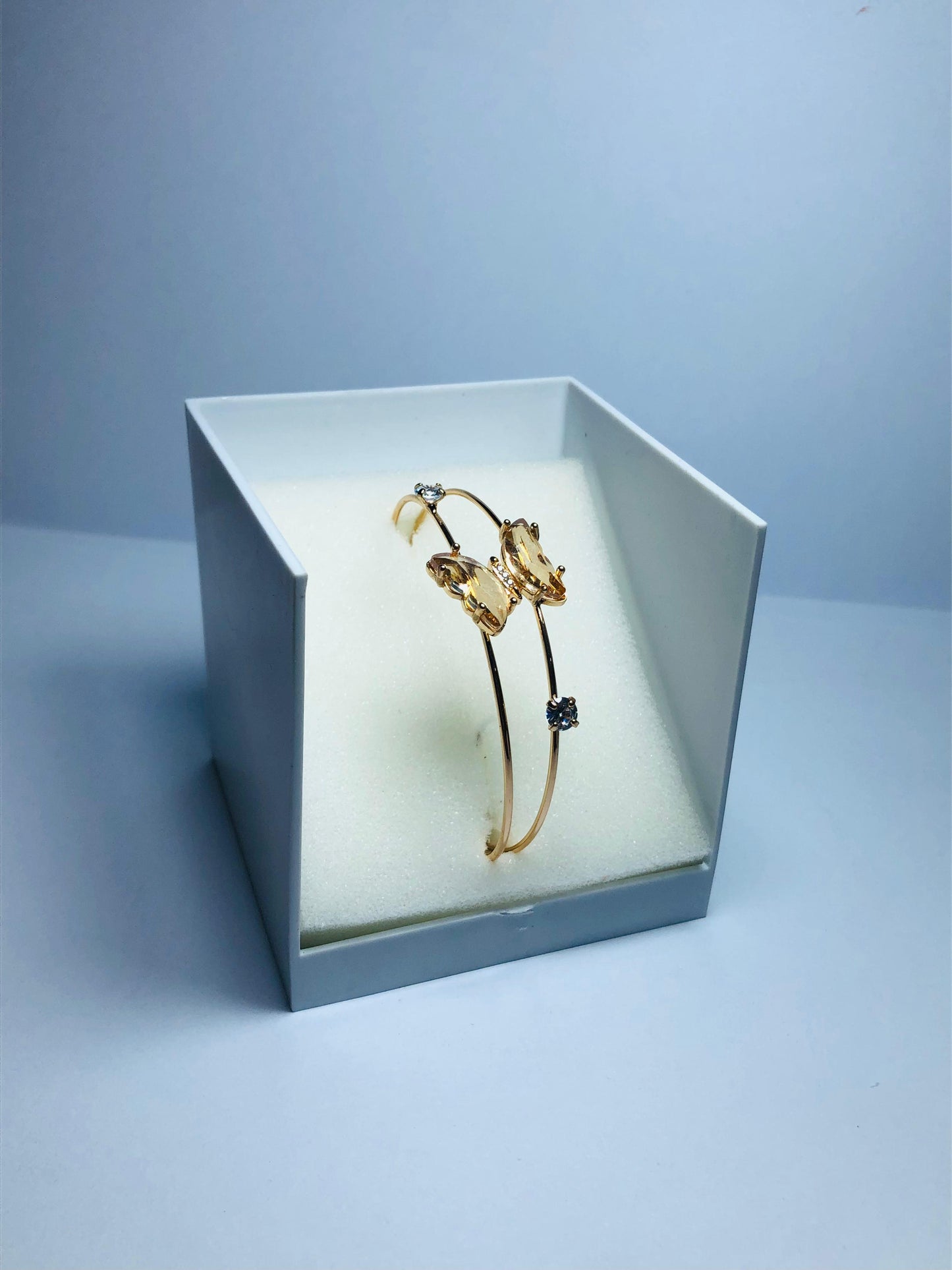 Elegant Gold-Plated Women’s Butterfly Bracelet with Crystal Accents