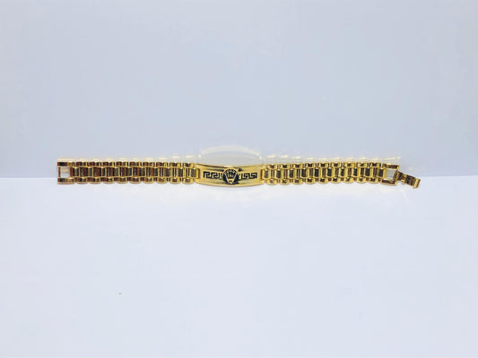Rolex Golden Stainless Steel Men’s Bracelet – Luxury Chain Link Design