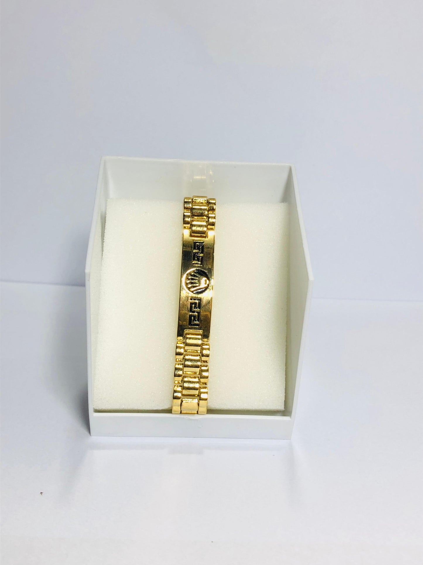Rolex Golden Stainless Steel Men’s Bracelet – Luxury Chain Link Design
