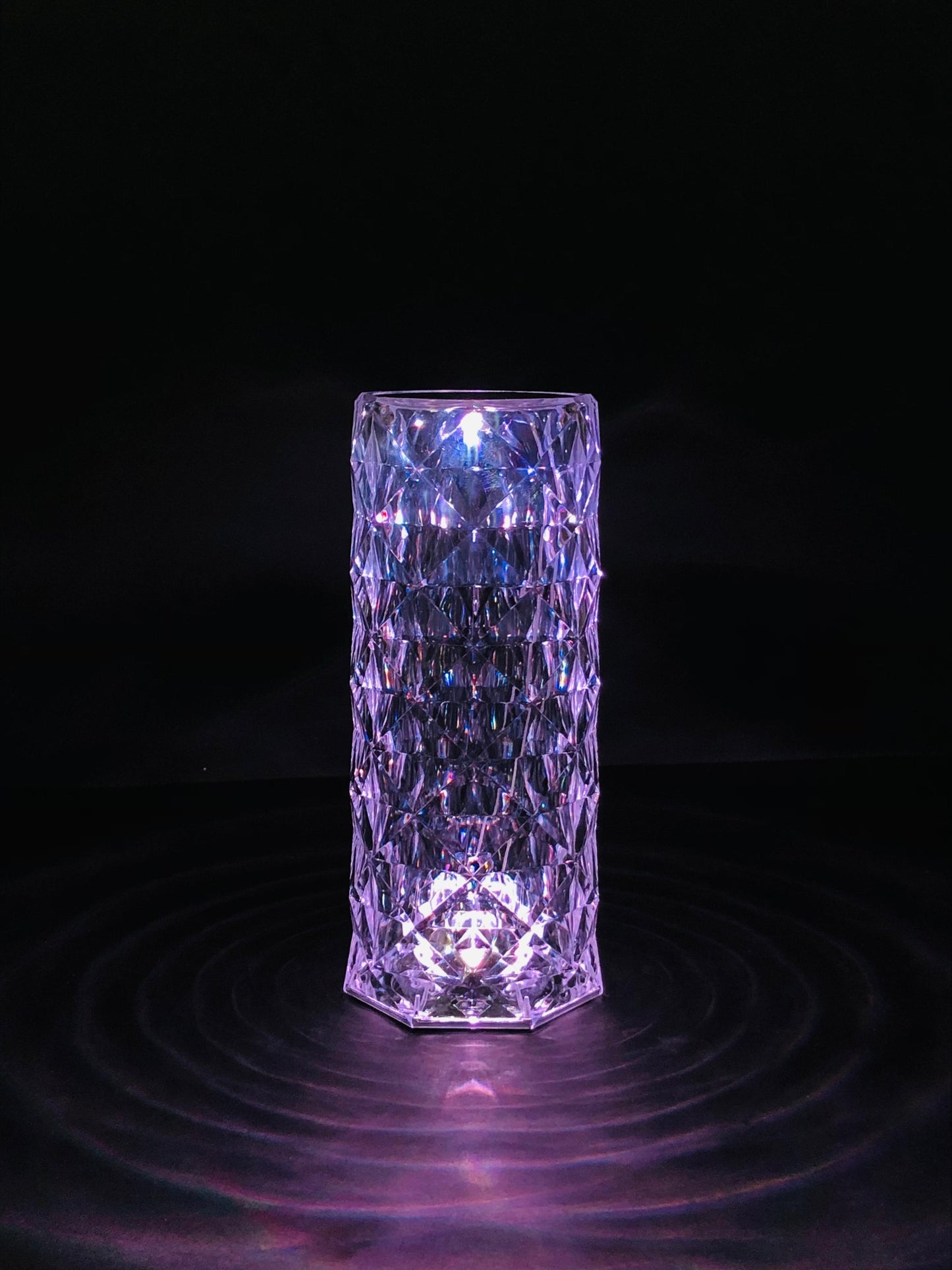 Crystal-Cut LED Lamp with Color-Changing Remote & USB Charging