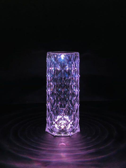 Crystal-Cut LED Lamp with Color-Changing Remote & USB Charging
