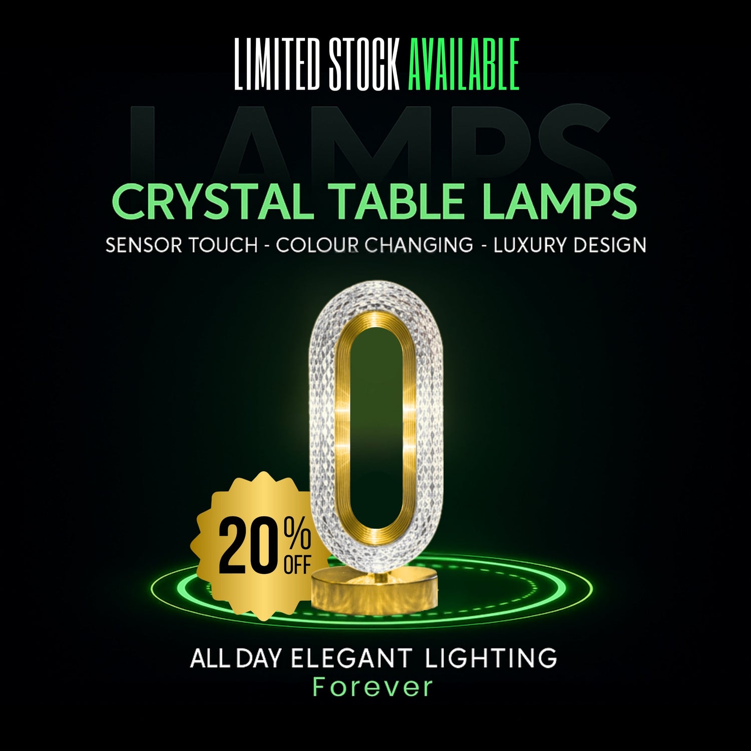 Crystal LED Lamp Collection – Color-Changing Elegance