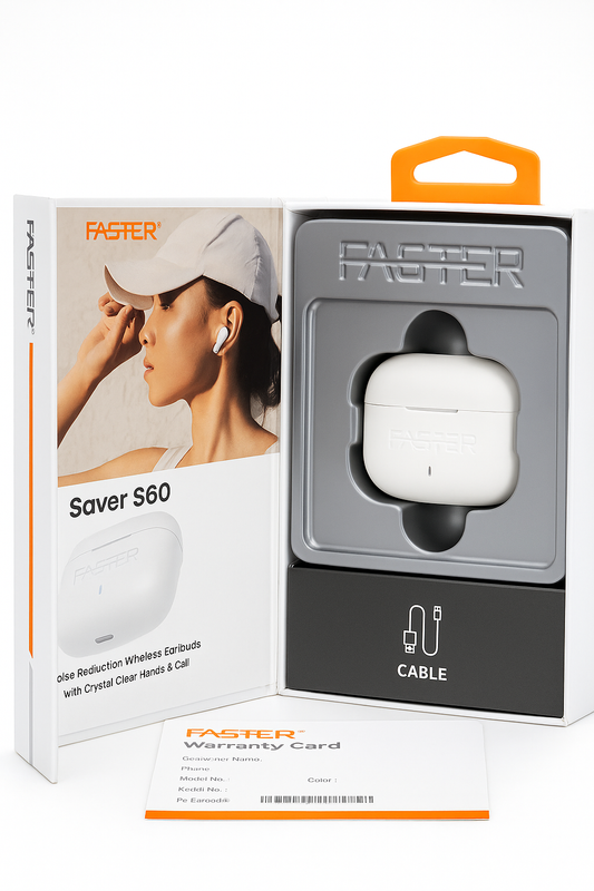 FASTER Saver S60 – Noise Reduction Wireless Earbuds with Crystal Clear Sound