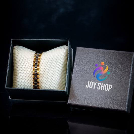 Golden & Grey Stainless Steel Men's Bracelet – Bold Chain Link Design