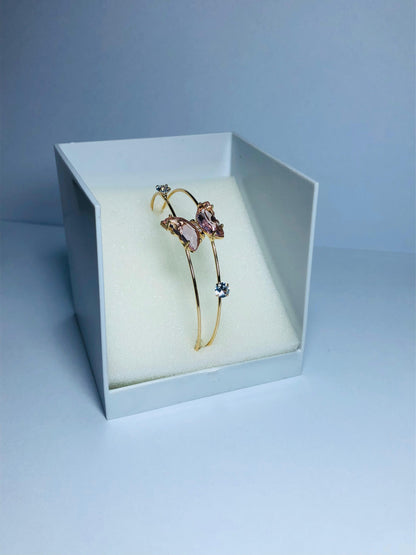 Elegant Gold-Plated Women’s Butterfly Bracelet with Crystal Accents