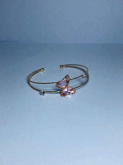 Elegant Gold-Plated Women’s Butterfly Bracelet with Crystal Accents