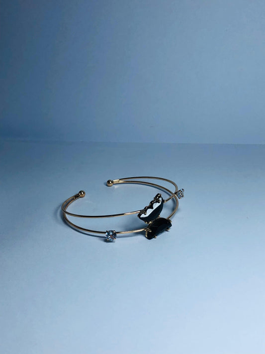 Elegant Gold-Plated Women’s Butterfly Bracelet with Crystal Accents
