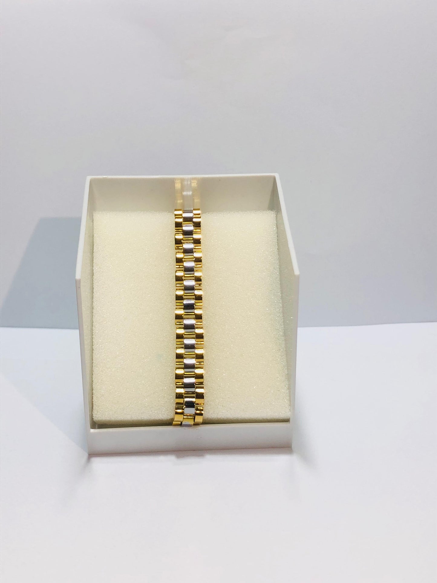 Golden & Grey Stainless Steel Men's Bracelet – Bold Chain Link Design