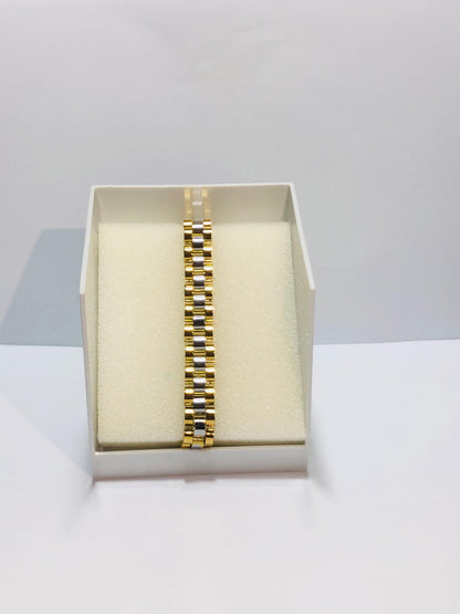Golden & Grey Stainless Steel Men's Bracelet – Bold Chain Link Design