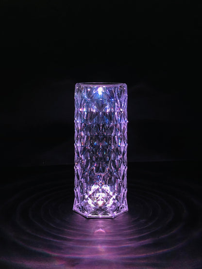 Crystal-Cut LED Lamp with Color-Changing Remote & USB Charging